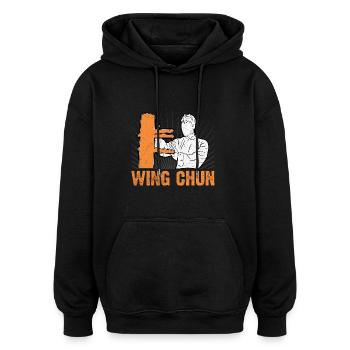 Wing Chun - Oversized Unisex Hoodie - black - Front - Noah (186cm)