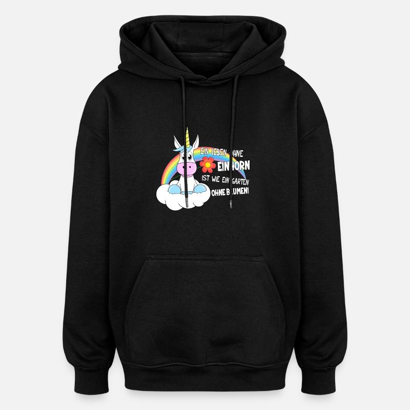 Einhorn Garten ohne Blume - Oversized Unisex Hoodie - Schwarz