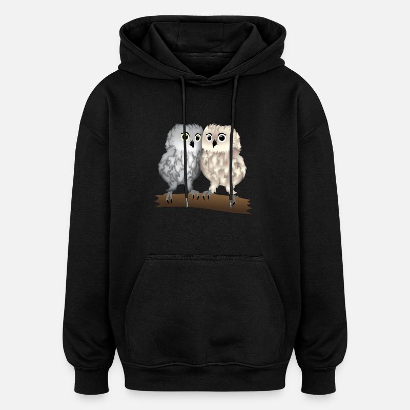 Eulen hell - Oversized Unisex Hoodie - Schwarz