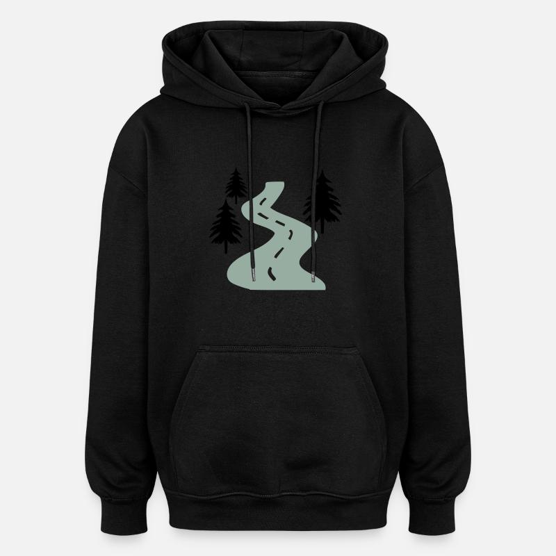 Straße Bäume Weg - Oversized Unisex Hoodie - Schwarz