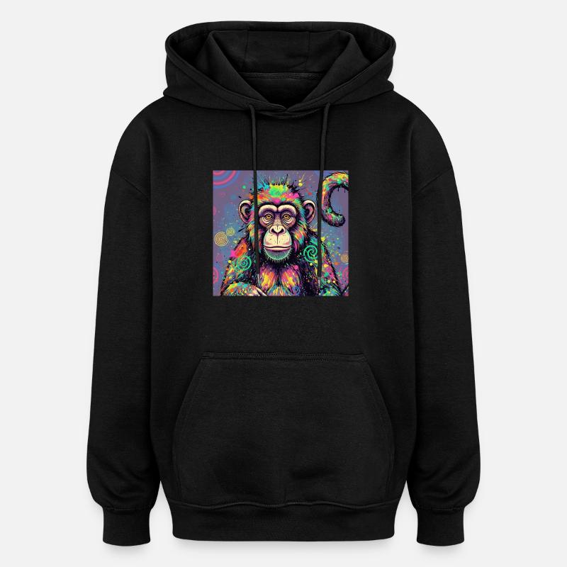 Design de singe psychédélique - Sweat à capuche oversize unisexe - noir