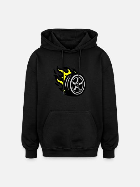 Tire Flame - Oversized Unisex Hoodie - black
