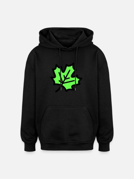 Maple Leaf Leaf Autumn Icon - Oversized Unisex Hoodie - black