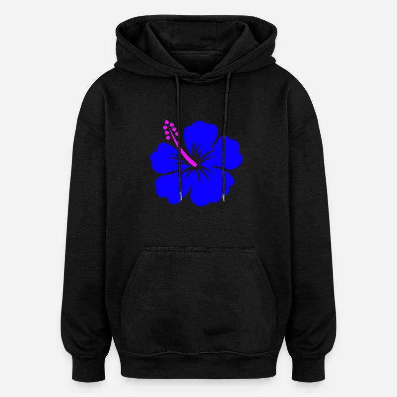 hibiscus - hawaii - Sweat à capuche oversize unisexe - noir