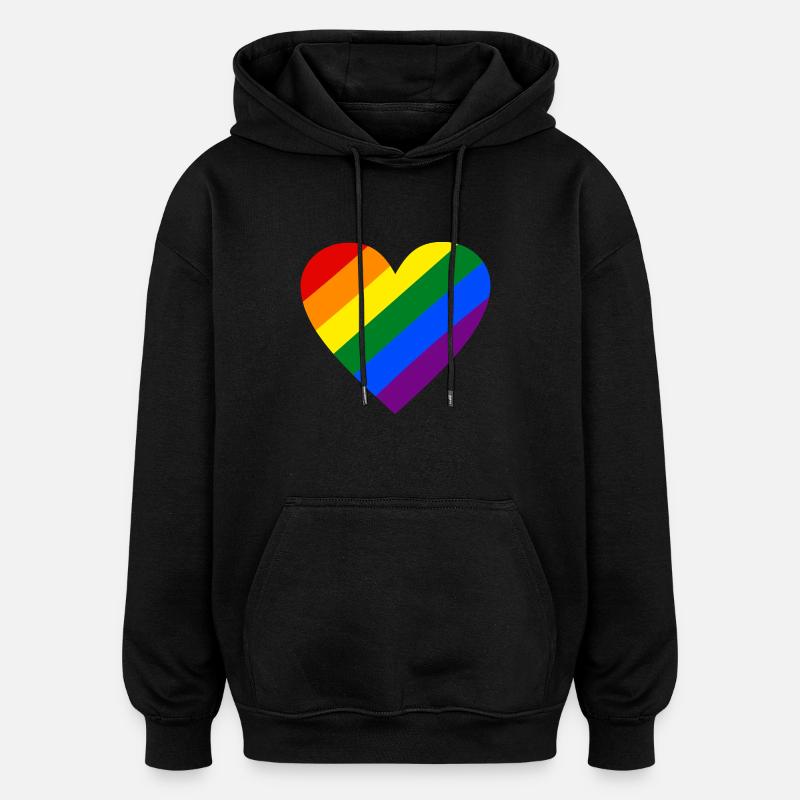 Regenbogen Herz - Oversized Unisex Hoodie - Schwarz
