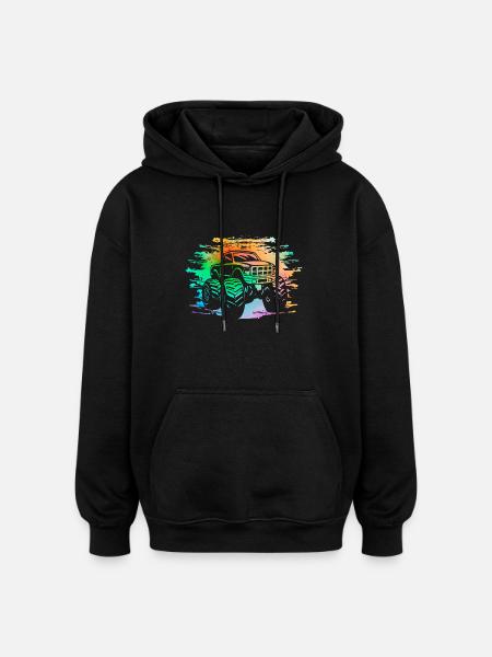 Monster Truck Retro - Oversized Unisex Hoodie - black