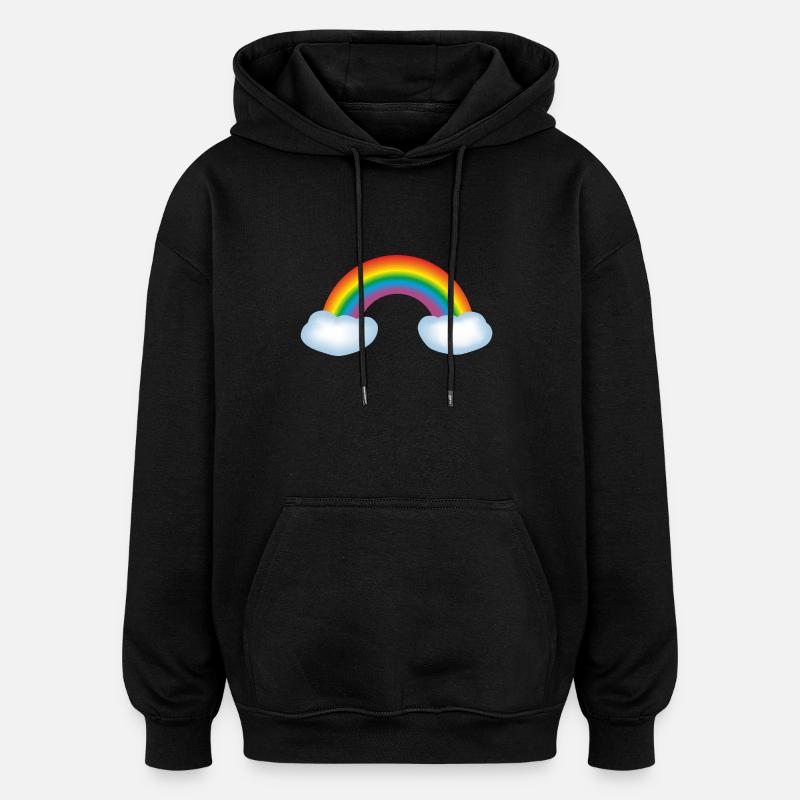 Rainbow & clouds - Oversized Unisex Hoodie - black