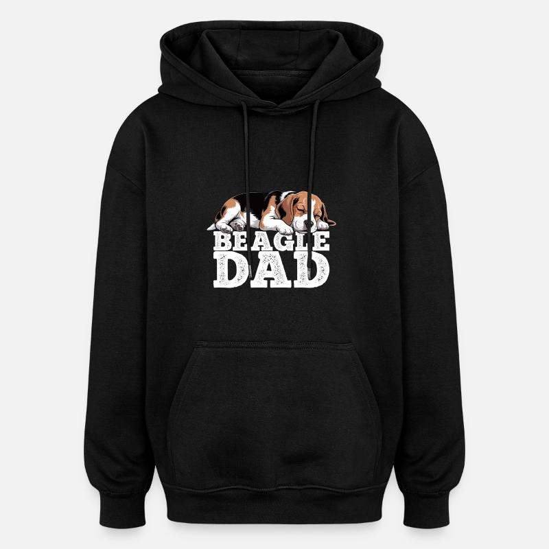 Papa Beagle - Sweat à capuche oversize unisexe - noir