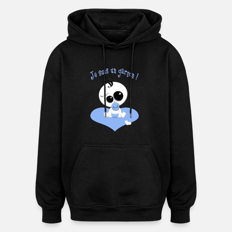 Je Suis Un Garçon - Sweat à capuche oversize unisexe - noir