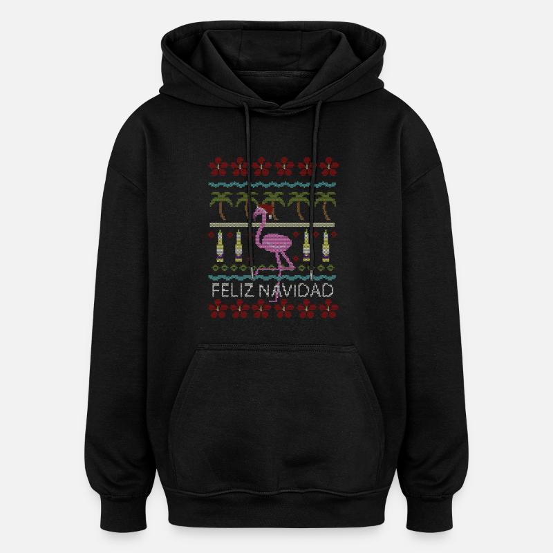Flamingo - Sweat à capuche oversize unisexe - noir