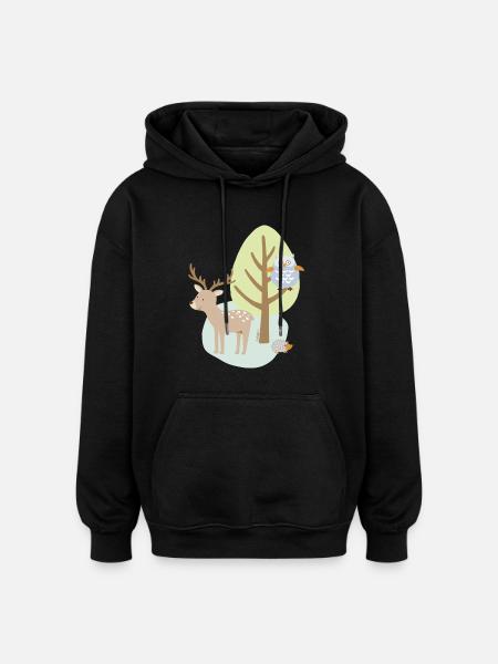 Patch_Hirsch2 - Oversized Unisex Hoodie - Schwarz