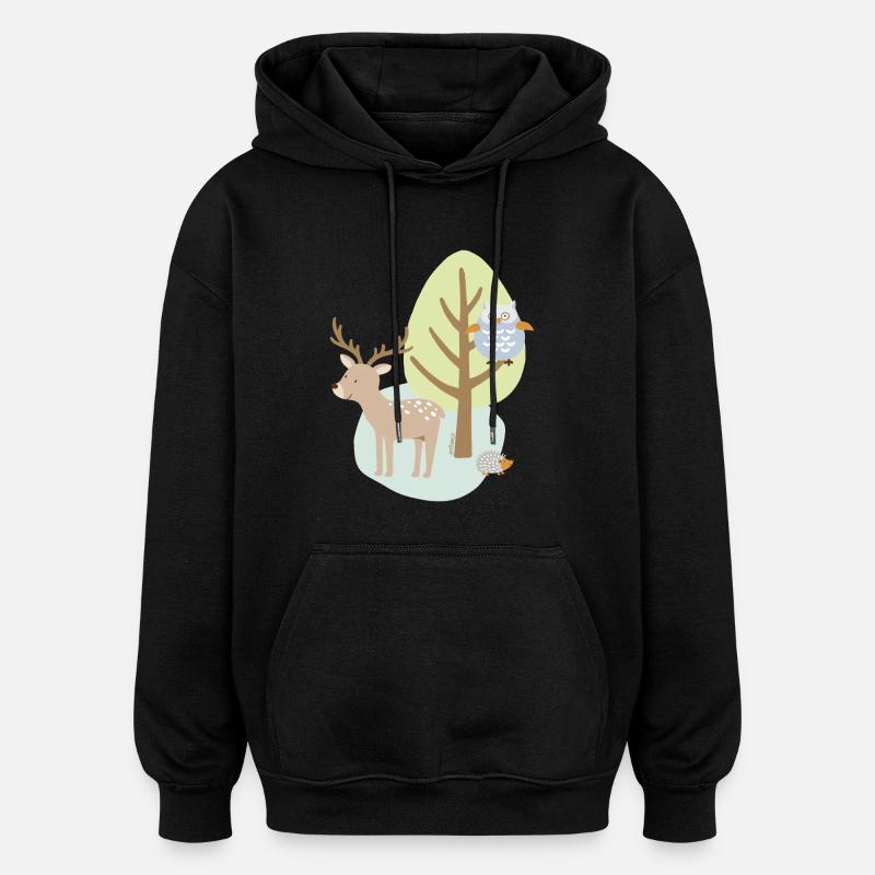 Patch_Hirsch2 - Oversized Unisex Hoodie - Schwarz