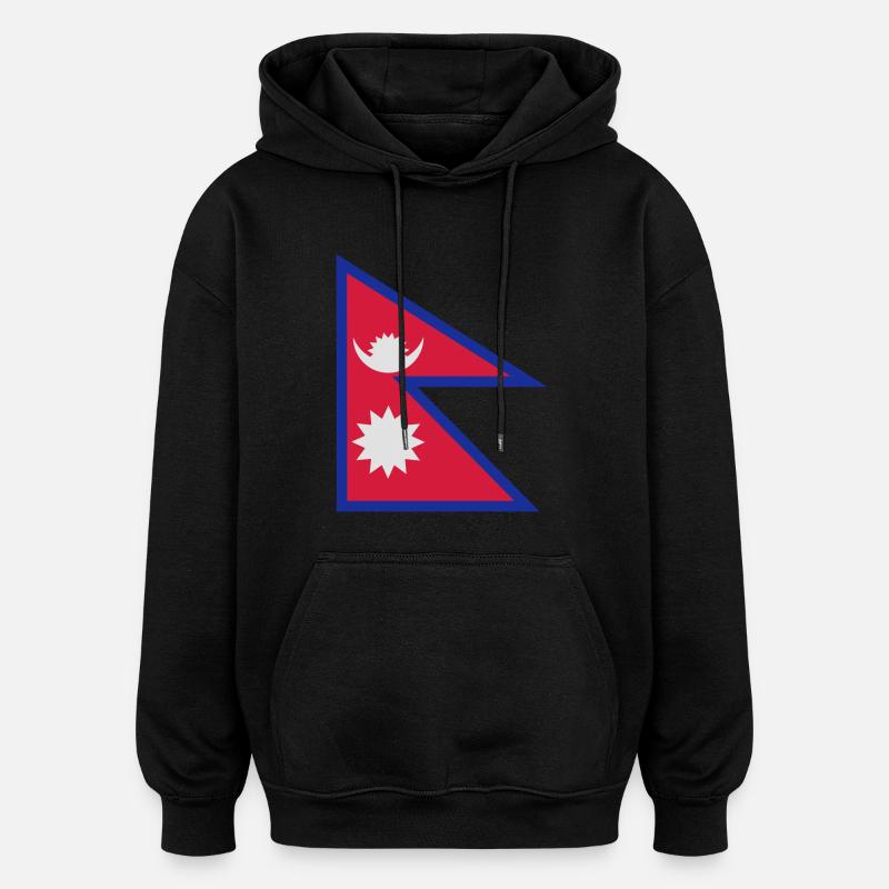 Nepal flag - drapeau népal - Sweat à capuche oversize unisexe - noir