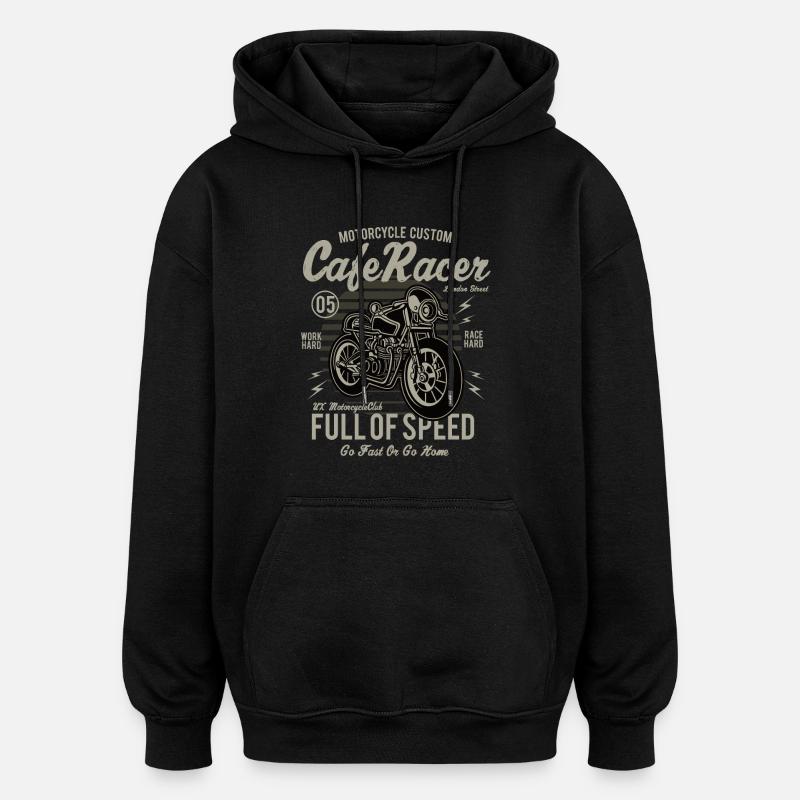Café Racer - Sweat à capuche oversize unisexe - noir