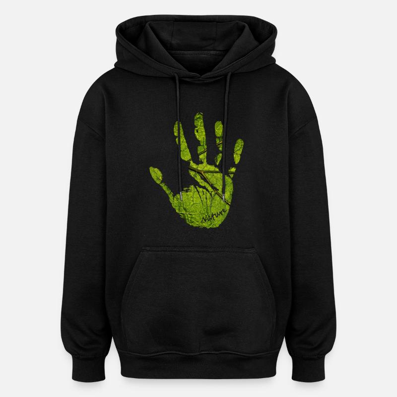 Hand Natur - Oversized Unisex Hoodie - Schwarz