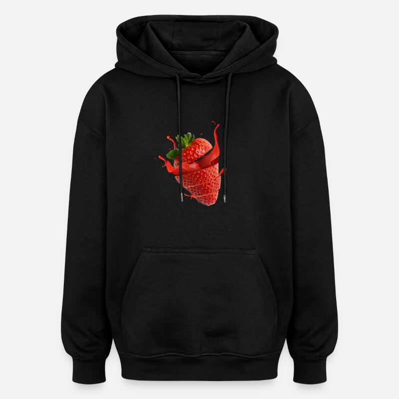 Fraise avec éclaboussure - Sweat à capuche oversize unisexe - noir