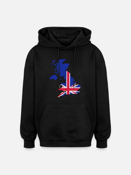 Großbritannien - Oversized Unisex Hoodie - Schwarz