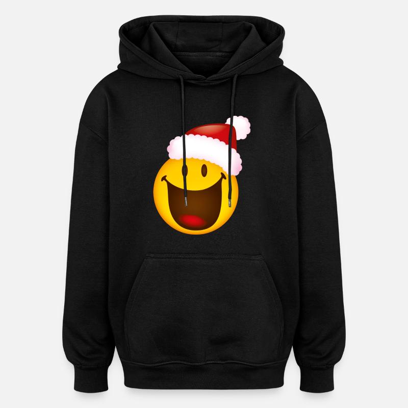 Smiley Glossy Big Happy Christmas - Sweat à capuche oversize unisexe - noir