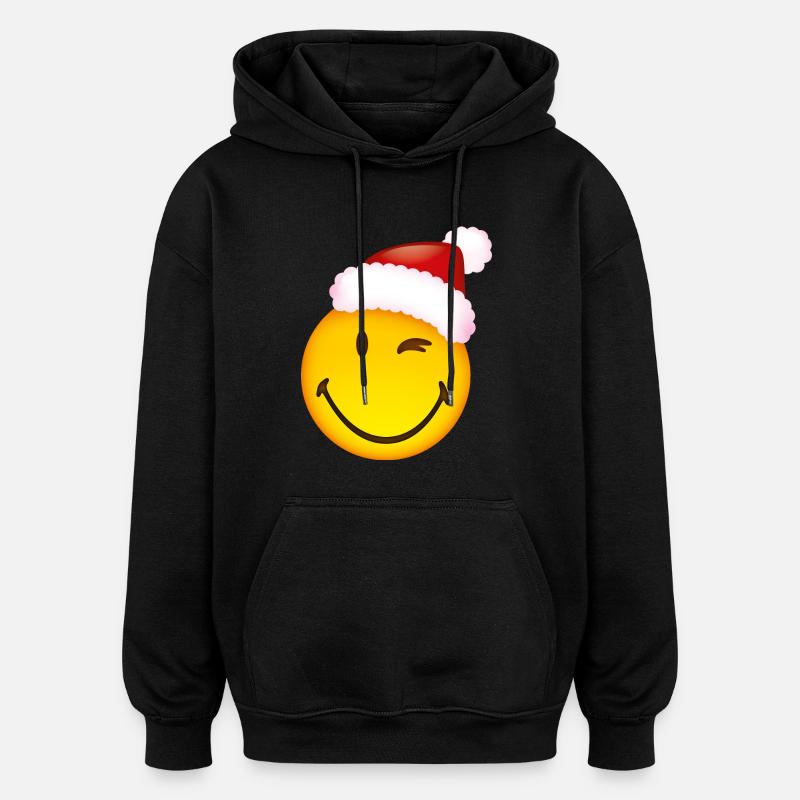 Smiley Santa Claus - Sweat à capuche oversize unisexe - noir