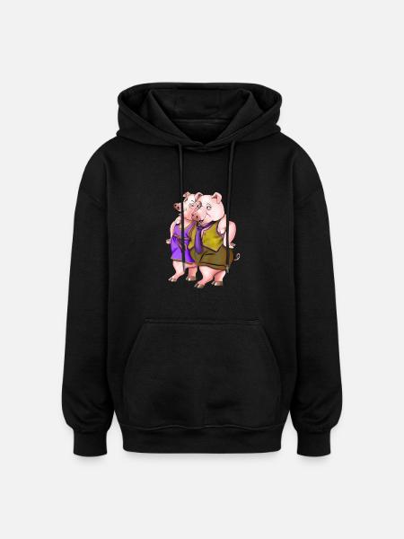 Schweine - Oversized Unisex Hoodie - Schwarz