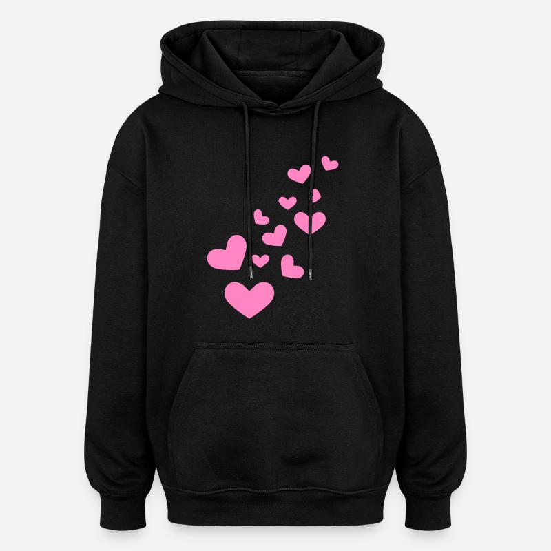 Hearts heart pattern gift - Oversized Unisex Hoodie - black