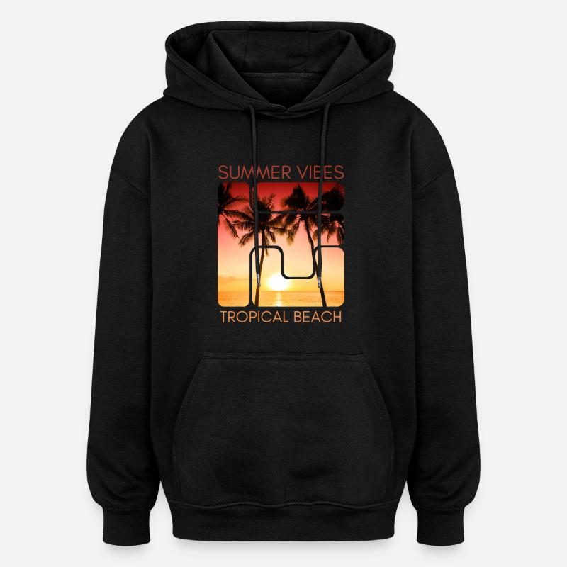 Summer vibes tropical beach - Sweat à capuche oversize unisexe - noir