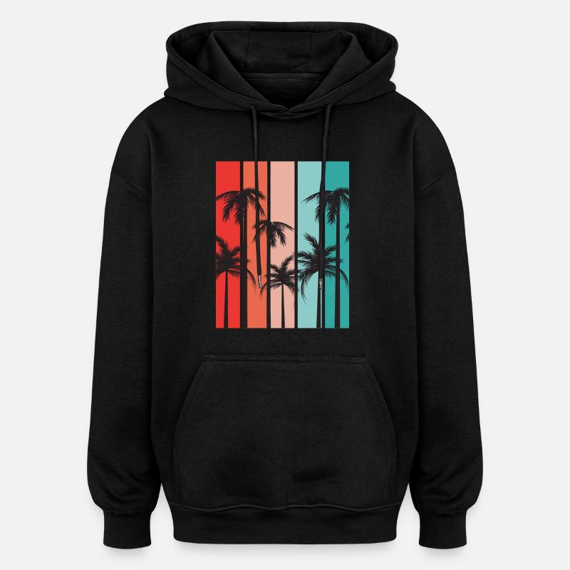 Palmiers île été vacances - Sweat à capuche oversize unisexe - noir
