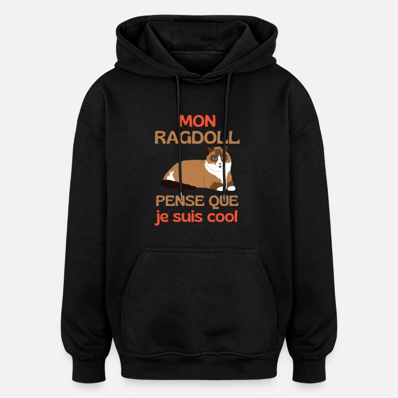 Chat mignon Ragdoll - Sweat à capuche oversize unisexe - noir
