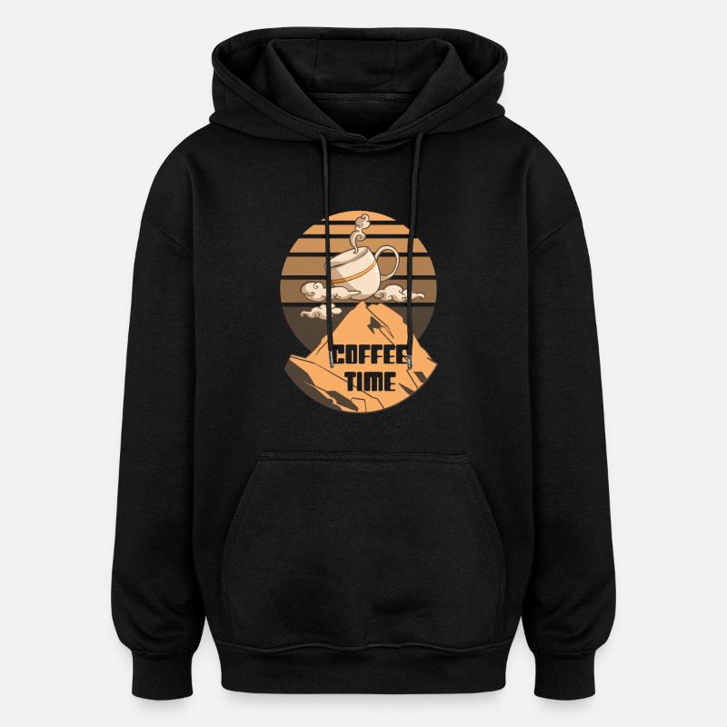 Kaffee in den Bergen - Oversized Unisex Hoodie - Schwarz