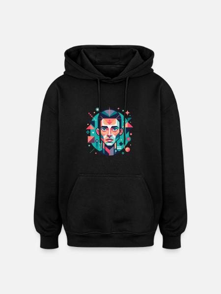 Geometric Face Portrait - Oversized Unisex Hoodie - black
