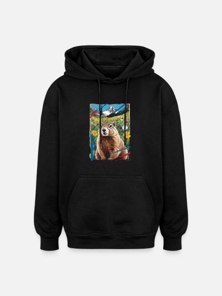 Marmot nature landscape - Oversized Unisex Hoodie - black