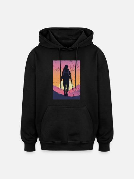hiking hiker - Oversized Unisex Hoodie - black