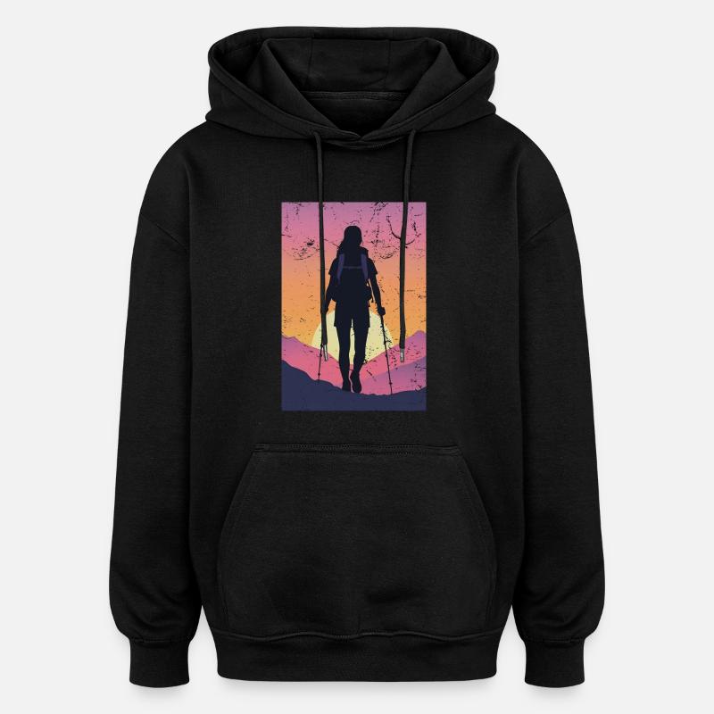 randoneuse randonnée - Sweat à capuche oversize unisexe - noir