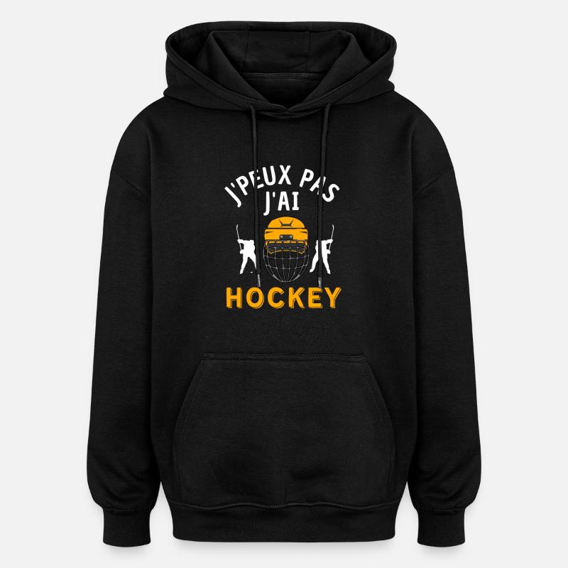 Hockey sur glace - Sweat à capuche oversize unisexe - noir