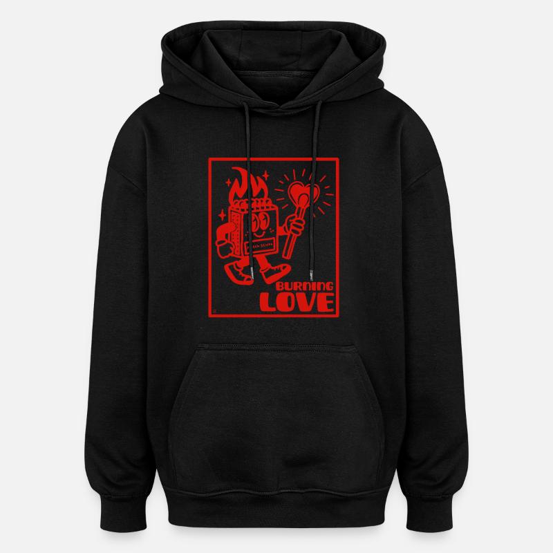Burning Love- Design Rétro Romantique - Sweat à capuche oversize unisexe - noir
