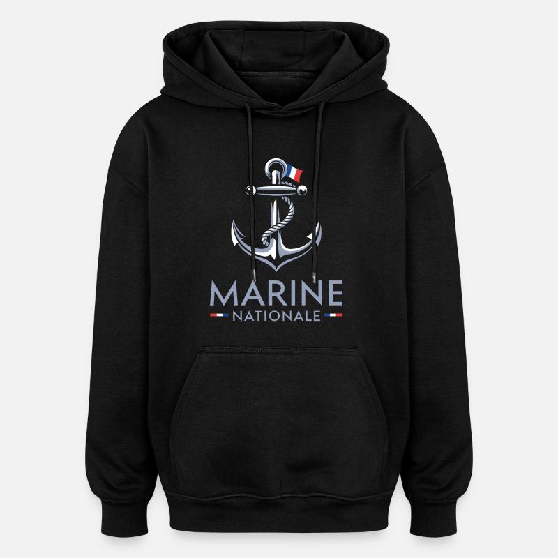 Marine Nationale - Sweat à capuche oversize unisexe - noir