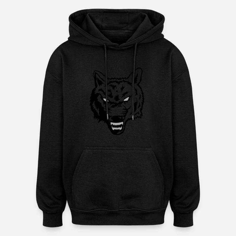 wolf - Oversized Unisex Hoodie - Schwarz