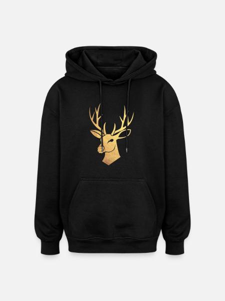 Goldener Hirsch - Oversized Unisex Hoodie - Schwarz