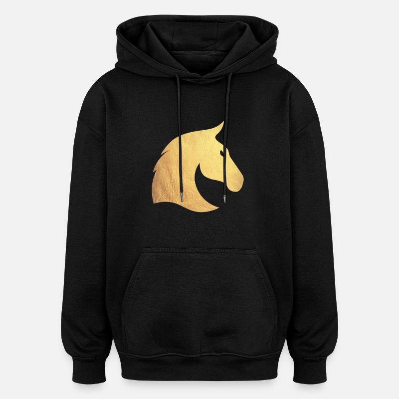 cheval d'or - Sweat à capuche oversize unisexe - noir