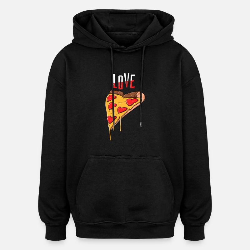 Pizza Liebe - Oversized Unisex Hoodie - Schwarz