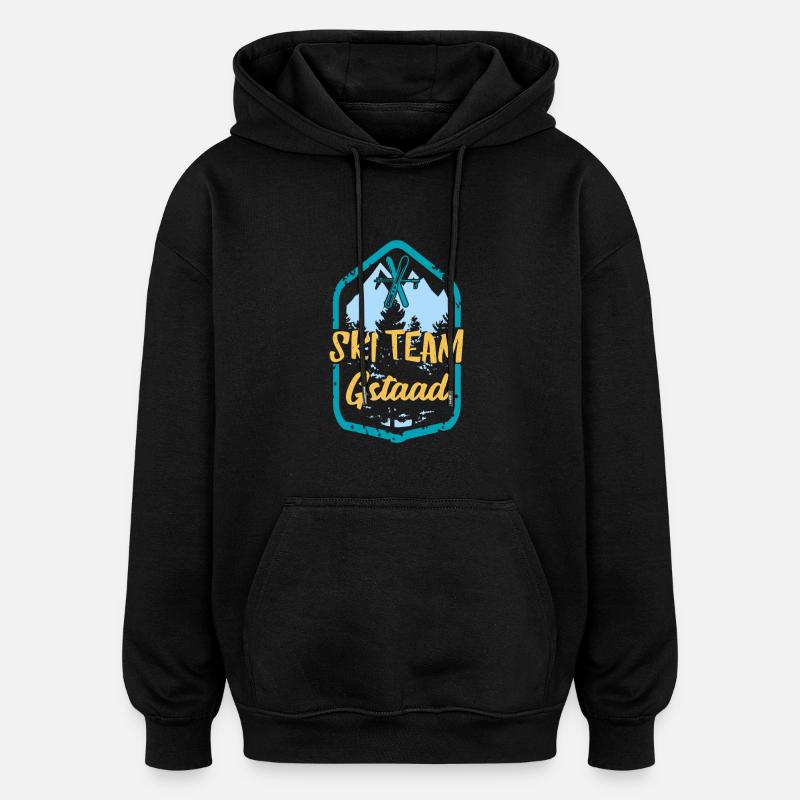 Skiteam Gstaad Ski Team Cadeau - Sweat à capuche oversize unisexe - noir