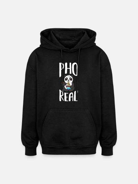 Pho-echte Panda-Suppe-vietnamesisches Nahrungsmittelgeschenk - Oversized Unisex Hoodie - Schwarz