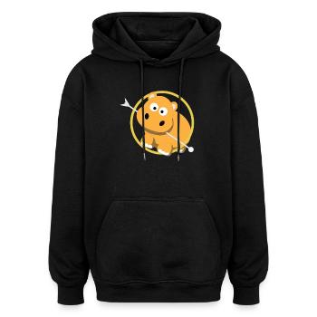 Hippopotame / Amour / Chemise Enfant / Cadeau - Sweat à capuche oversize unisexe - noir - Devant - Noah (186cm)