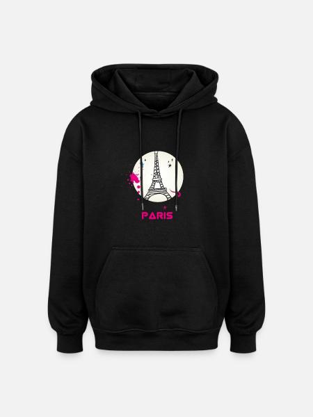 Pariisi Eiffel-torni sepustus rakkaus Fasion matkan turisti - Unisex oversize huppari - musta