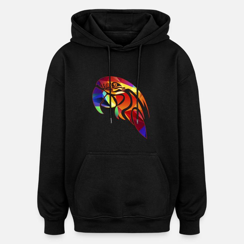 Papagei Geometric - Oversized Unisex Hoodie - Schwarz