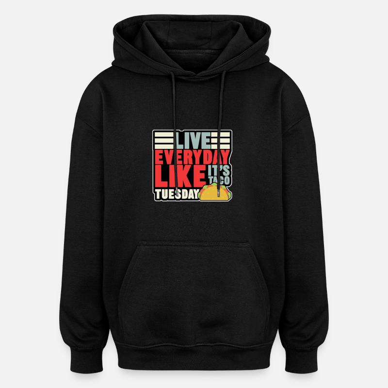 vivre tous les jours - Sweat à capuche oversize unisexe - noir