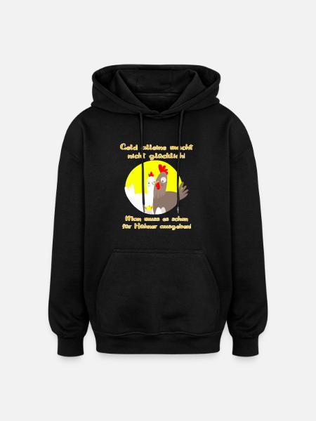 Hühner - Oversized Unisex Hoodie - Schwarz