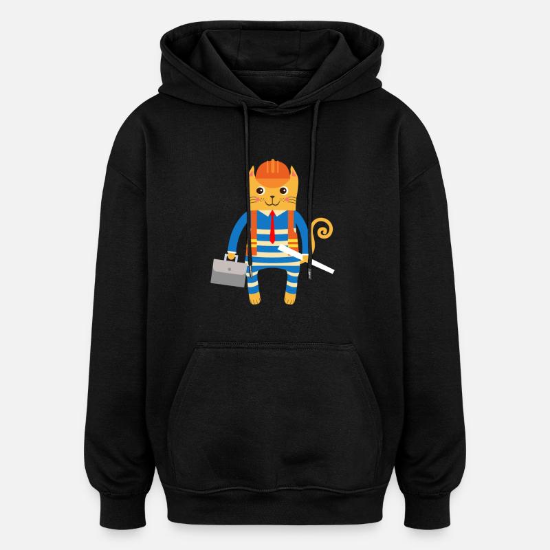 Ingenieur oder Architekt Katze - Oversized Unisex Hoodie - Schwarz