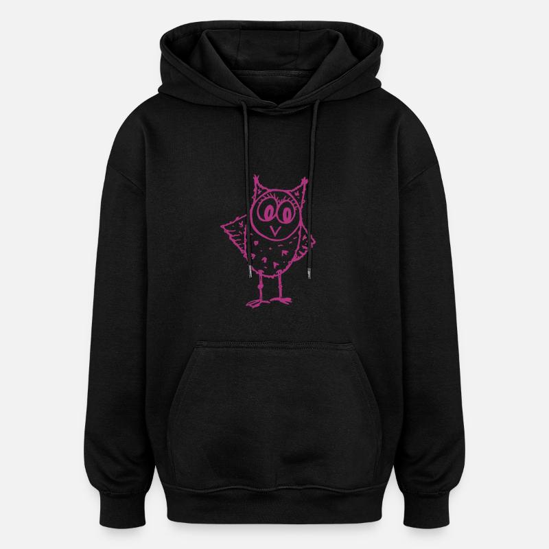 Chouette Trudi magenta - Sweat à capuche oversize unisexe - noir