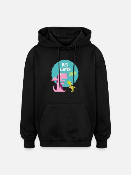 Big Sister Søskende Brother 2018 T-shirt - Oversize unisex hoodie - sort